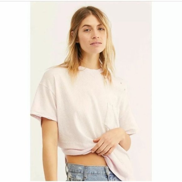 Free People Tops - NWT Free People Lucky Distressed Oversized Pocket Crew Tee Shirt Lavender Medium
